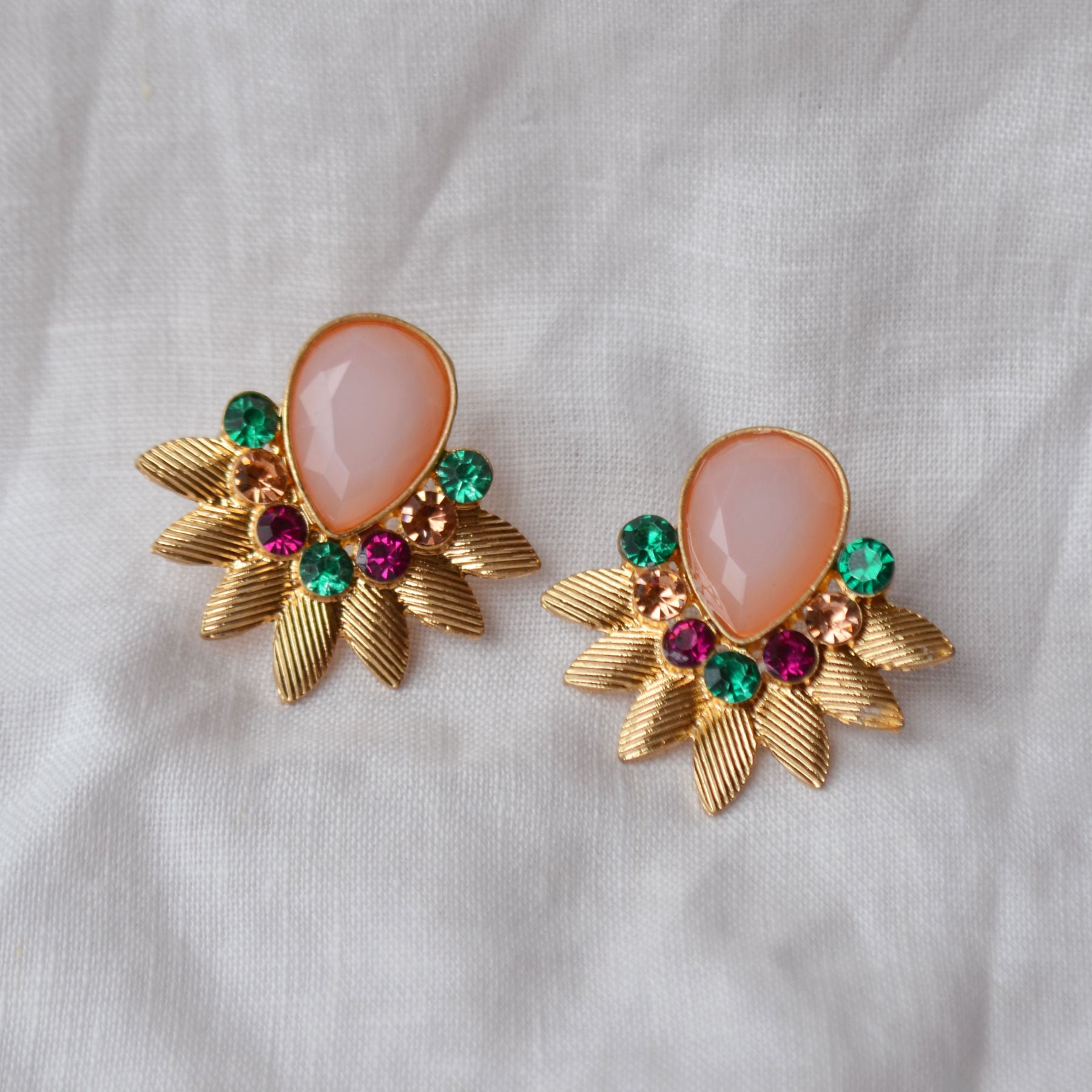 Coral stud store earrings gold